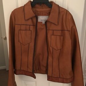 Wilson Leather Jacket with Flower Embroidery